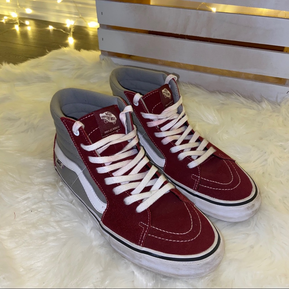 Hightop Maroon and Gray Vans